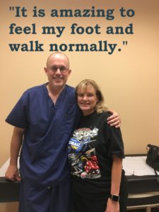 Dr. Tollestrup performed nerve surgery on Deb to help relieve her of chronic foot pain.